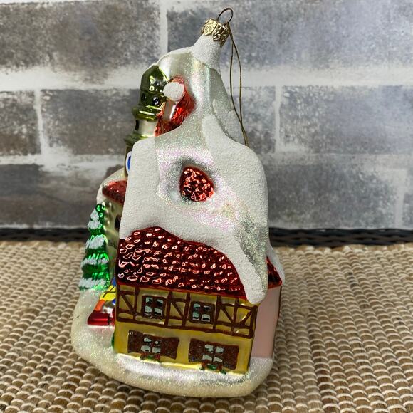 Kathe Wohlfahrt Rothenburg Germany Markusturm Hotel Glitter Glass Ornament 7" - Picture 3 of 15